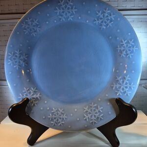 Set of 2 Libbey Light Blue Snowflake Dinner Plates NWT